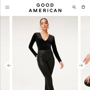 Good American black velvet bodysuit long sleeve